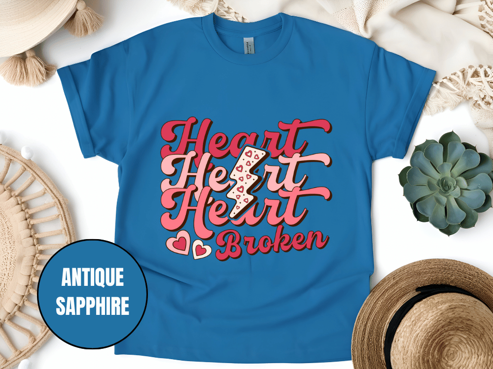 "Heart Heart Heart Broken, Valentine's Day" T-Shirt, (Gildan 5000) VD041