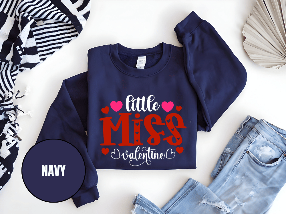 "Little Miss Valentine" Valentine's Day Sweatshirt, (Gildan 18000) VD022