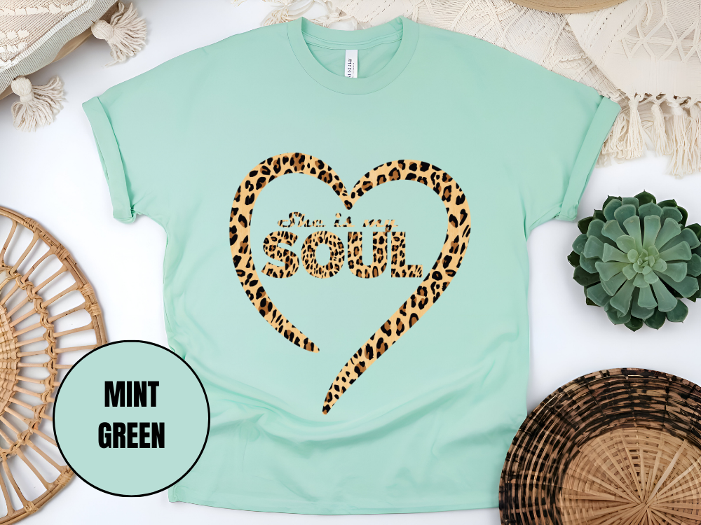 "She Is My Soul Leopard Design" T-Shirt, (Gildan 5000) VD079