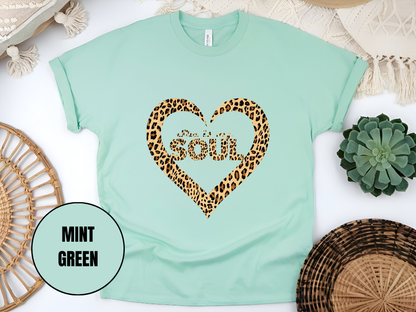 "She Is My Soul Leopard Design" T-Shirt, (Gildan 5000) VD072