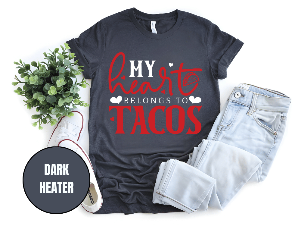 "My Heart belongs to Tacos, Valentine's Day" T-Shirt, (Gildan 5000) VD033