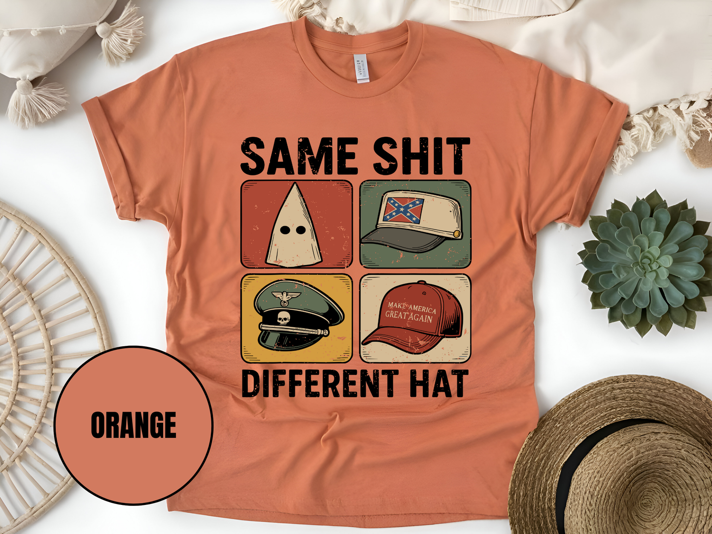 Same Shit Different Hat T Shirt, Anti Trump Political Tshirt, Funny Protest Graphic Tee, (Gildan 5000) VD00101