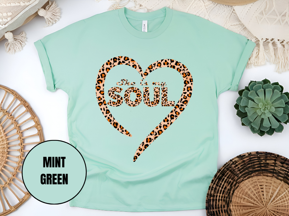 "She Is My Soul Leopard Design" T-Shirt, (Gildan 5000) VD080