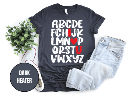 "Alphabet Valentine's day" T-Shirt, (Gildan 5000) VD011