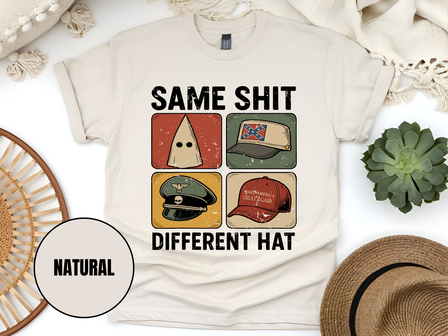 Same Shit Different Hat T Shirt, Anti Trump Political Tshirt, Funny Protest Graphic Tee, (Gildan 5000) VD00101
