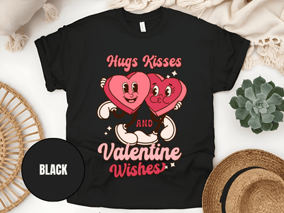 "Hugs Kisses and Valentine Wishes, Valentine's Day" T-Shirt, (Gildan 5000) VD044