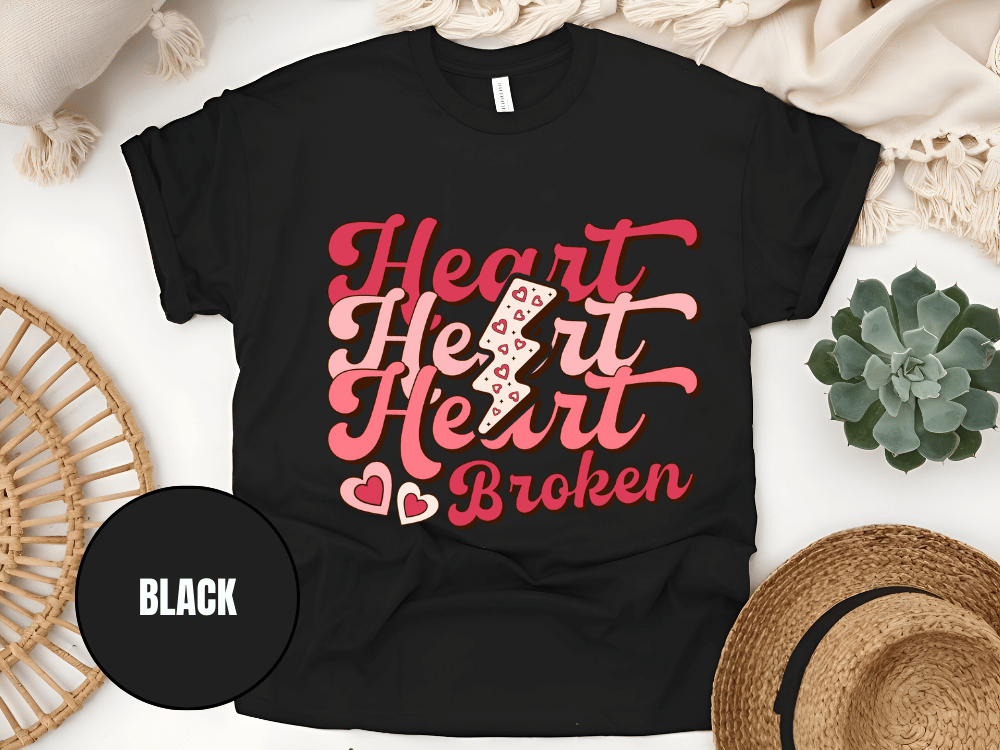 "Heart Heart Heart Broken, Valentine's Day" T-Shirt, (Gildan 5000) VD041