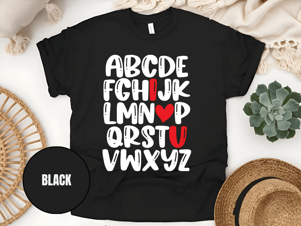 "Alphabet Valentine's day" T-Shirt, (Gildan 5000) VD011