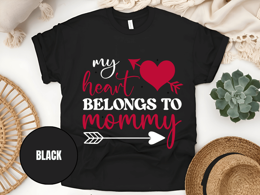 "My Heart Belongs To Mommy, Valentine's Day" T-Shirt, (Gildan 5000) VD054