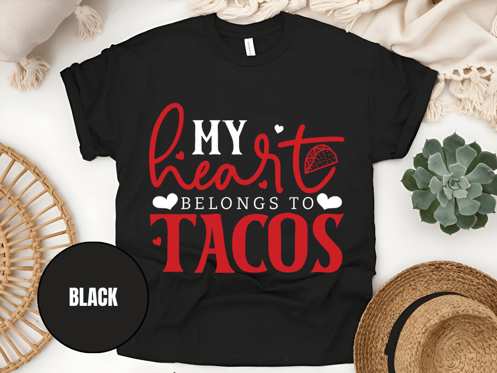 "My Heart belongs to Tacos, Valentine's Day" T-Shirt, (Gildan 5000) VD033
