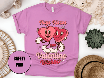 "Hugs Kisses and Valentine Wishes, Valentine's Day" T-Shirt, (Gildan 5000) VD044
