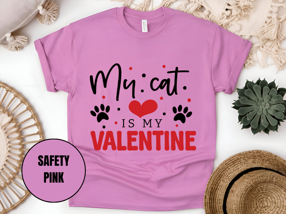 "My Cat is My Valentine, Valentine's Day" T-Shirt, (Gildan 5000) VD039