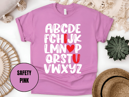 "Alphabet Valentine's day" T-Shirt, (Gildan 5000) VD011