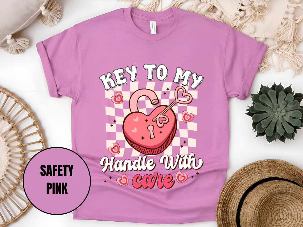 "Key to My Handle with Care , Valentine's Day" T-Shirt, (Gildan 5000) VD045