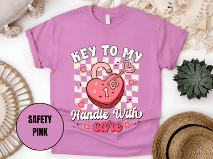 "Key to My Handle with Care , Valentine's Day" T-Shirt, (Gildan 5000) VD045