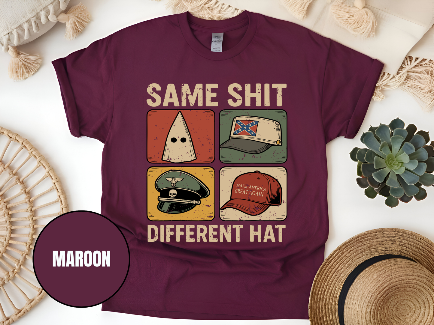 Same Shit Different Hat T Shirt, Anti Trump Political Tshirt, Funny Protest Graphic Tee, (Gildan 5000) VD00101