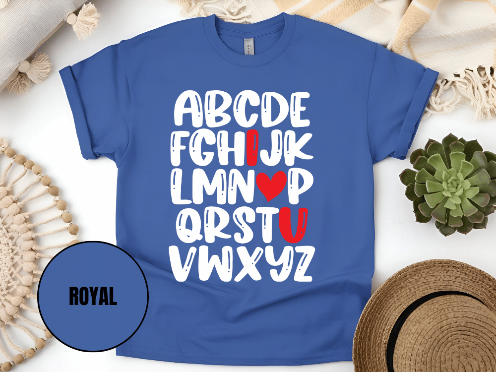 "Alphabet Valentine's day" T-Shirt, (Gildan 5000) VD011