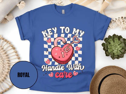 "Key to My Handle with Care , Valentine's Day" T-Shirt, (Gildan 5000) VD045