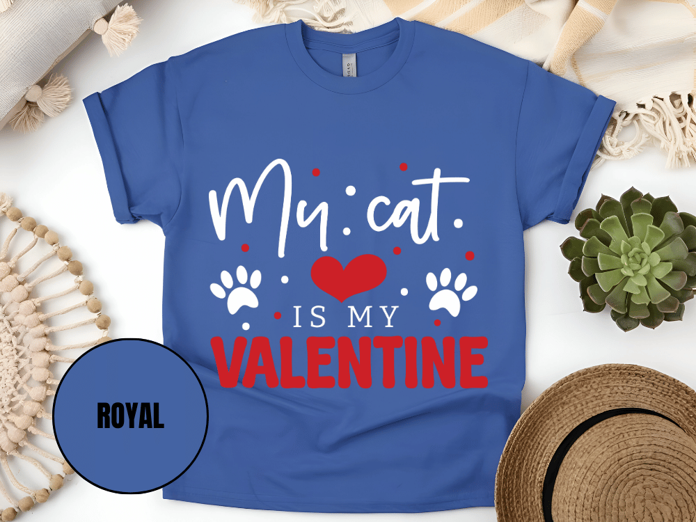 "My Cat is My Valentine, Valentine's Day" T-Shirt, (Gildan 5000) VD039