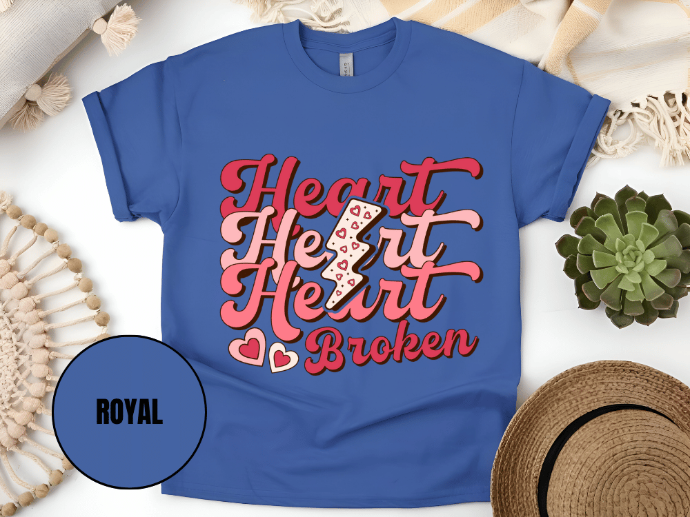 "Heart Heart Heart Broken, Valentine's Day" T-Shirt, (Gildan 5000) VD041