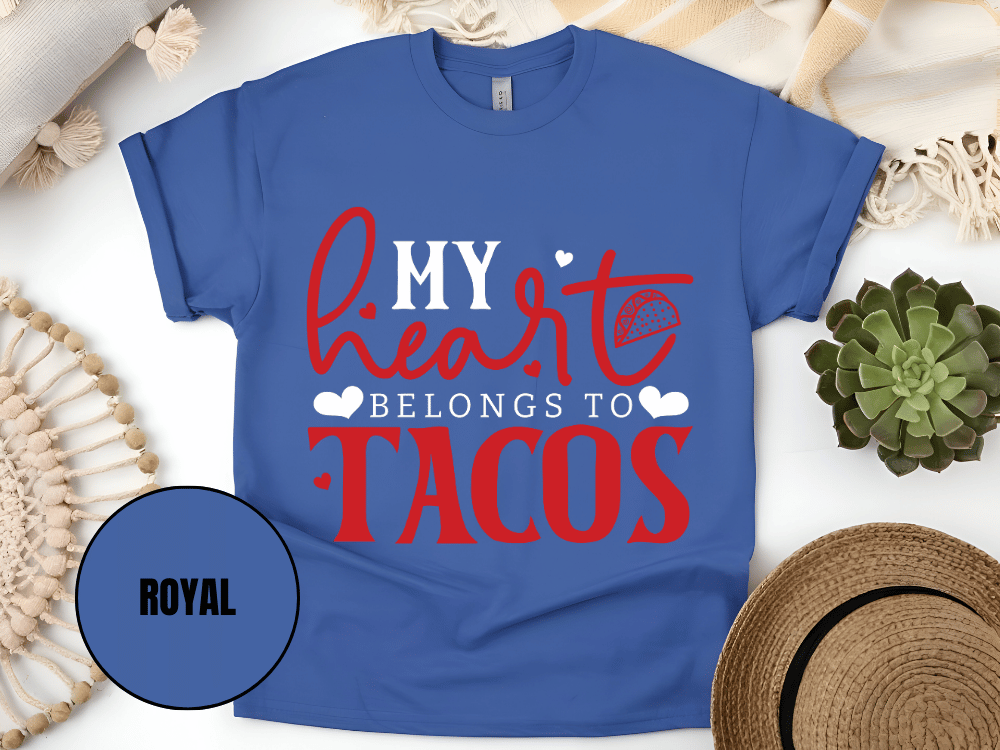 "My Heart belongs to Tacos, Valentine's Day" T-Shirt, (Gildan 5000) VD033