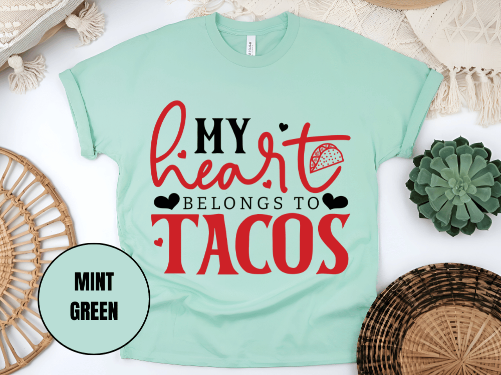 "My Heart belongs to Tacos, Valentine's Day" T-Shirt, (Gildan 5000) VD033
