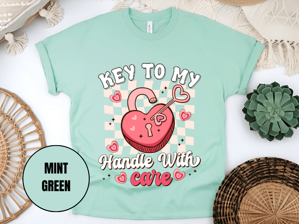 "Key to My Handle with Care , Valentine's Day" T-Shirt, (Gildan 5000) VD045