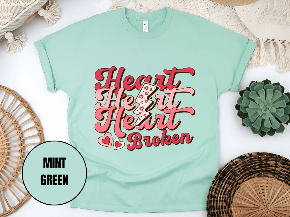 "Heart Heart Heart Broken, Valentine's Day" T-Shirt, (Gildan 5000) VD041