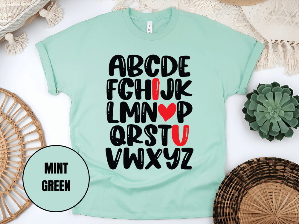 "Alphabet Valentine's day" T-Shirt, (Gildan 5000) VD011