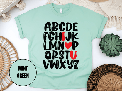 "Alphabet Valentine's day" T-Shirt, (Gildan 5000) VD011