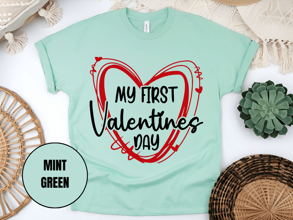 "My First Valentine's day, Valentine's Day" T-Shirt, (Gildan 5000) VD058