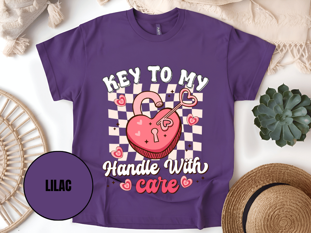 "Key to My Handle with Care , Valentine's Day" T-Shirt, (Gildan 5000) VD045