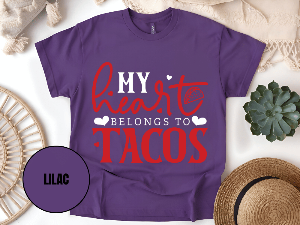 "My Heart belongs to Tacos, Valentine's Day" T-Shirt, (Gildan 5000) VD033