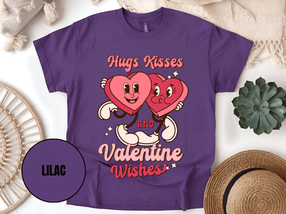 "Hugs Kisses and Valentine Wishes, Valentine's Day" T-Shirt, (Gildan 5000) VD044