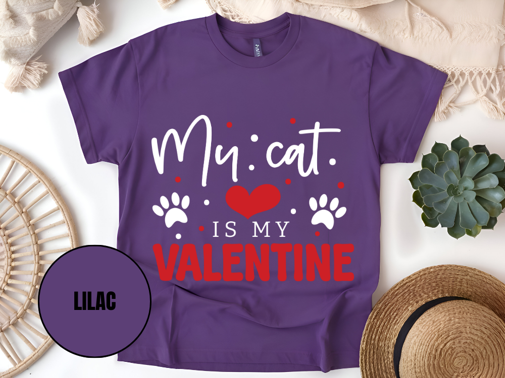 "My Cat is My Valentine, Valentine's Day" T-Shirt, (Gildan 5000) VD039