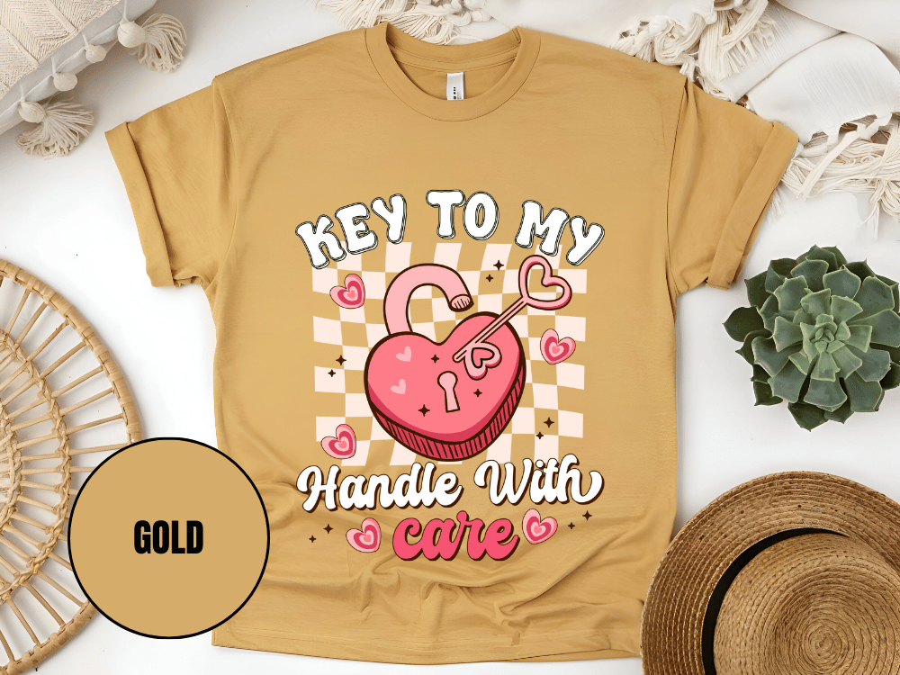 "Key to My Handle with Care , Valentine's Day" T-Shirt, (Gildan 5000) VD045