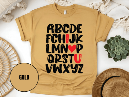 "Alphabet Valentine's day" T-Shirt, (Gildan 5000) VD011