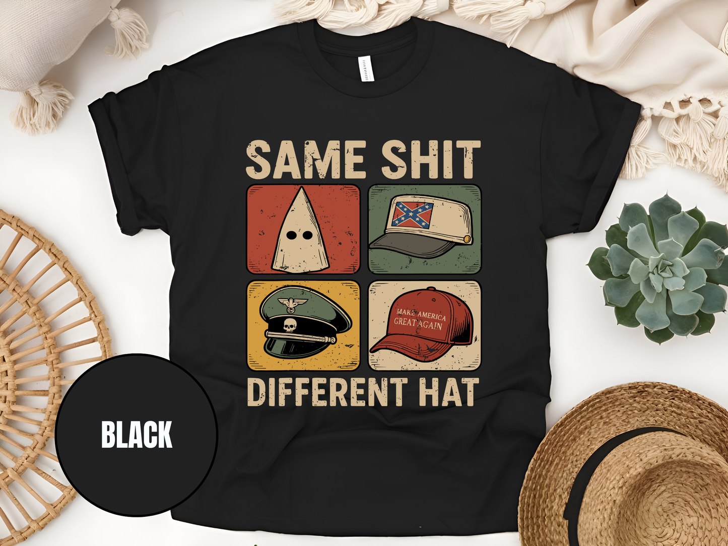 Same Shit Different Hat T Shirt, Anti Trump Political Tshirt, Funny Protest Graphic Tee, (Gildan 5000) VD00101