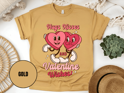 "Hugs Kisses and Valentine Wishes, Valentine's Day" T-Shirt, (Gildan 5000) VD044