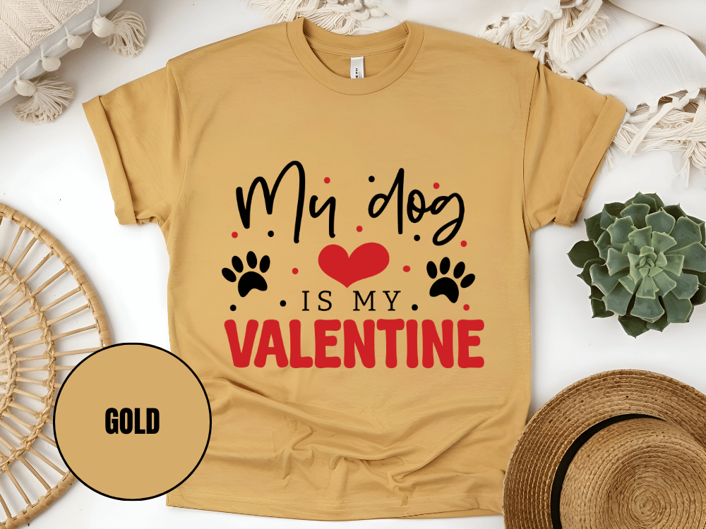 "My Dog is My Valentine, Valentine's Day" T-Shirt, (Gildan 5000) VD038