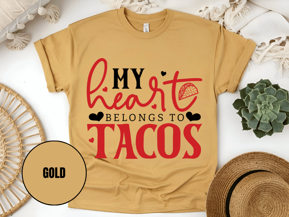 "My Heart belongs to Tacos, Valentine's Day" T-Shirt, (Gildan 5000) VD033