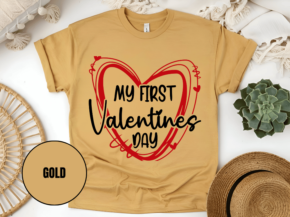 "My First Valentine's day, Valentine's Day" T-Shirt, (Gildan 5000) VD058