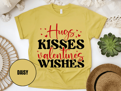 "Hugs Kisses Valentine Wishes, Valentine's Day" T-Shirt, (Gildan 5000) VD060