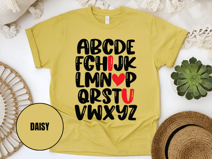 "Alphabet Valentine's day" T-Shirt, (Gildan 5000) VD011