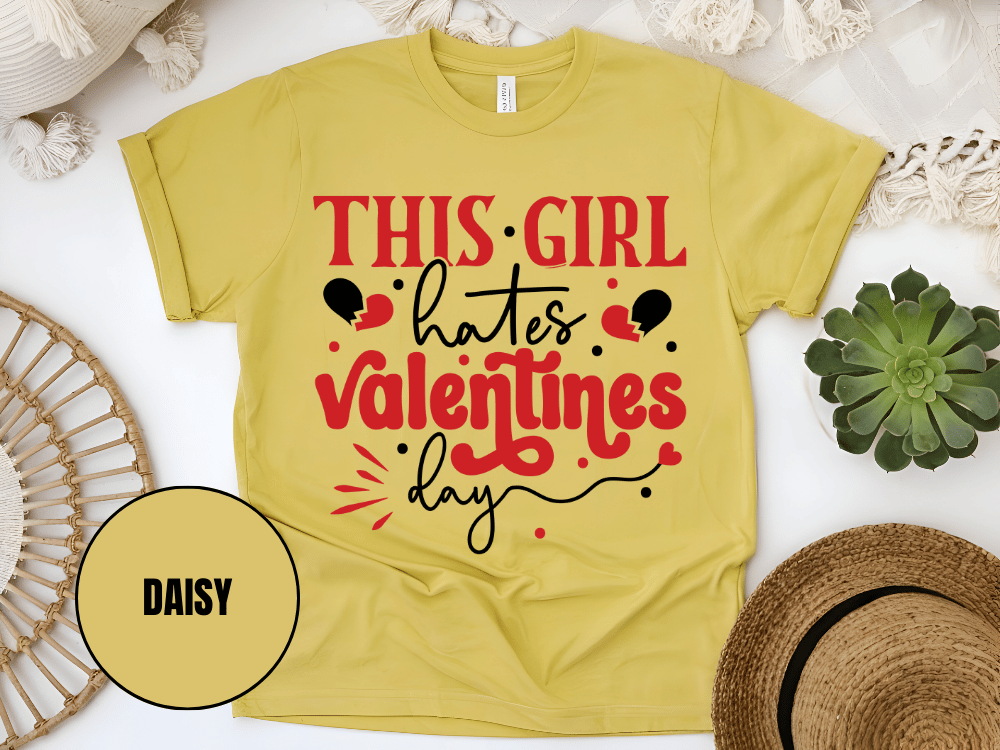 "This Girl Hates Valentine's Day" T-Shirt, (Gildan 5000) VD032