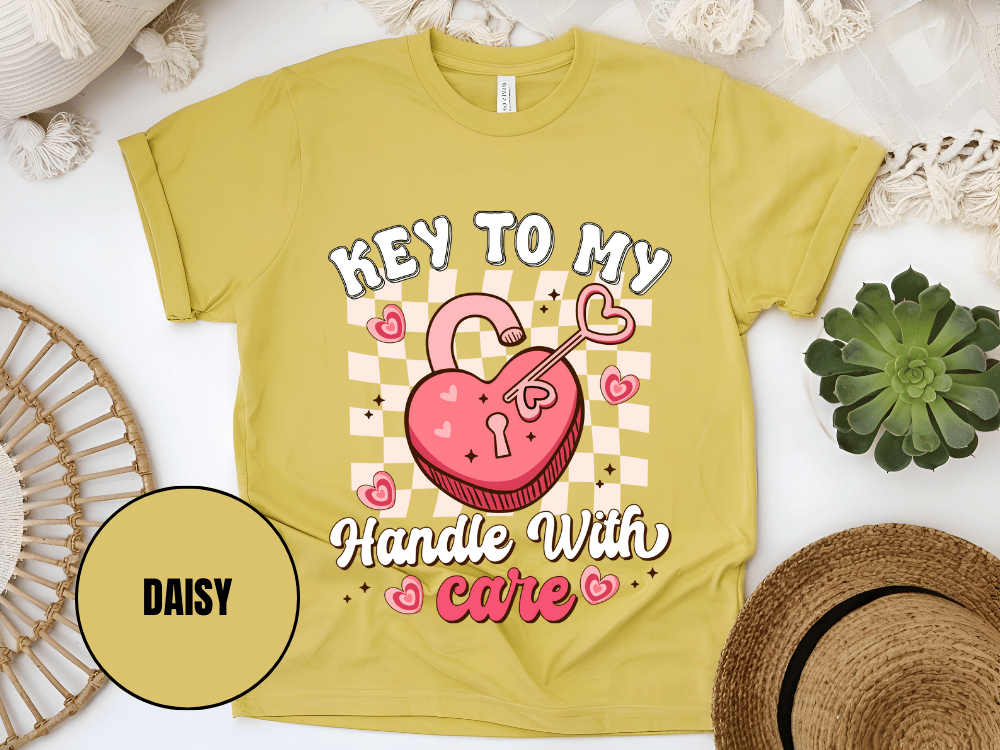 "Key to My Handle with Care , Valentine's Day" T-Shirt, (Gildan 5000) VD045