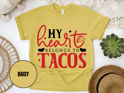 "My Heart belongs to Tacos, Valentine's Day" T-Shirt, (Gildan 5000) VD033