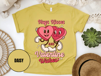 "Hugs Kisses and Valentine Wishes, Valentine's Day" T-Shirt, (Gildan 5000) VD044