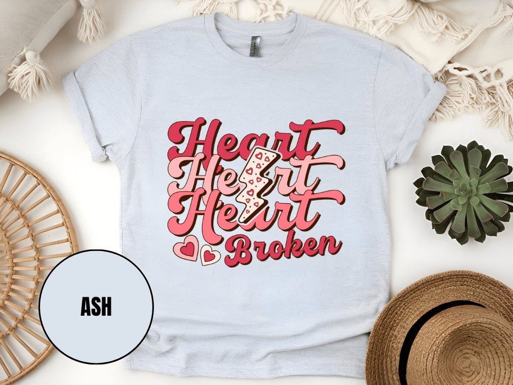 "Heart Heart Heart Broken, Valentine's Day" T-Shirt, (Gildan 5000) VD041