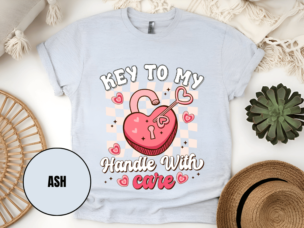 "Key to My Handle with Care , Valentine's Day" T-Shirt, (Gildan 5000) VD045